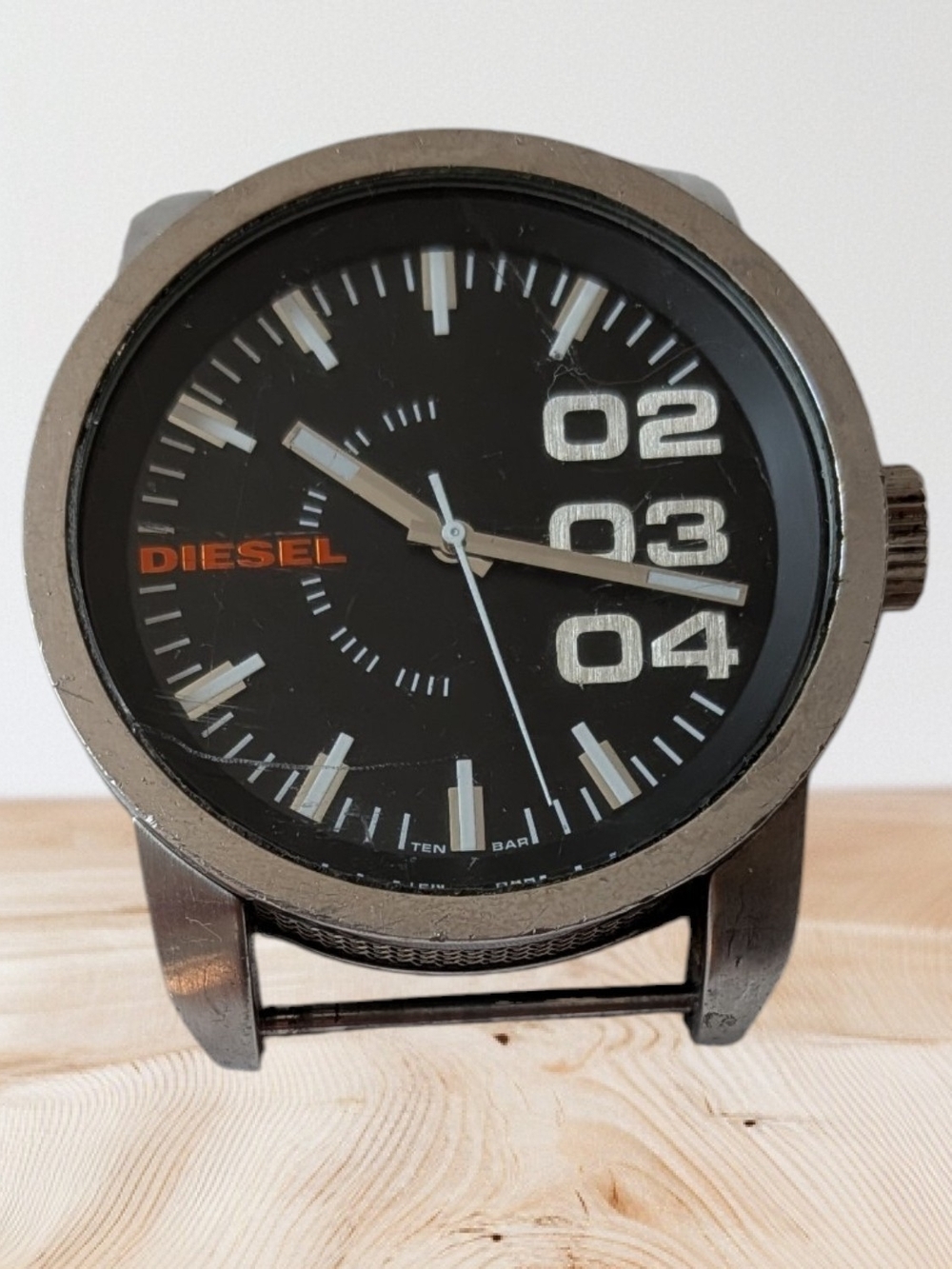 Diesel Men's Black Dial Watch with Orange Logo